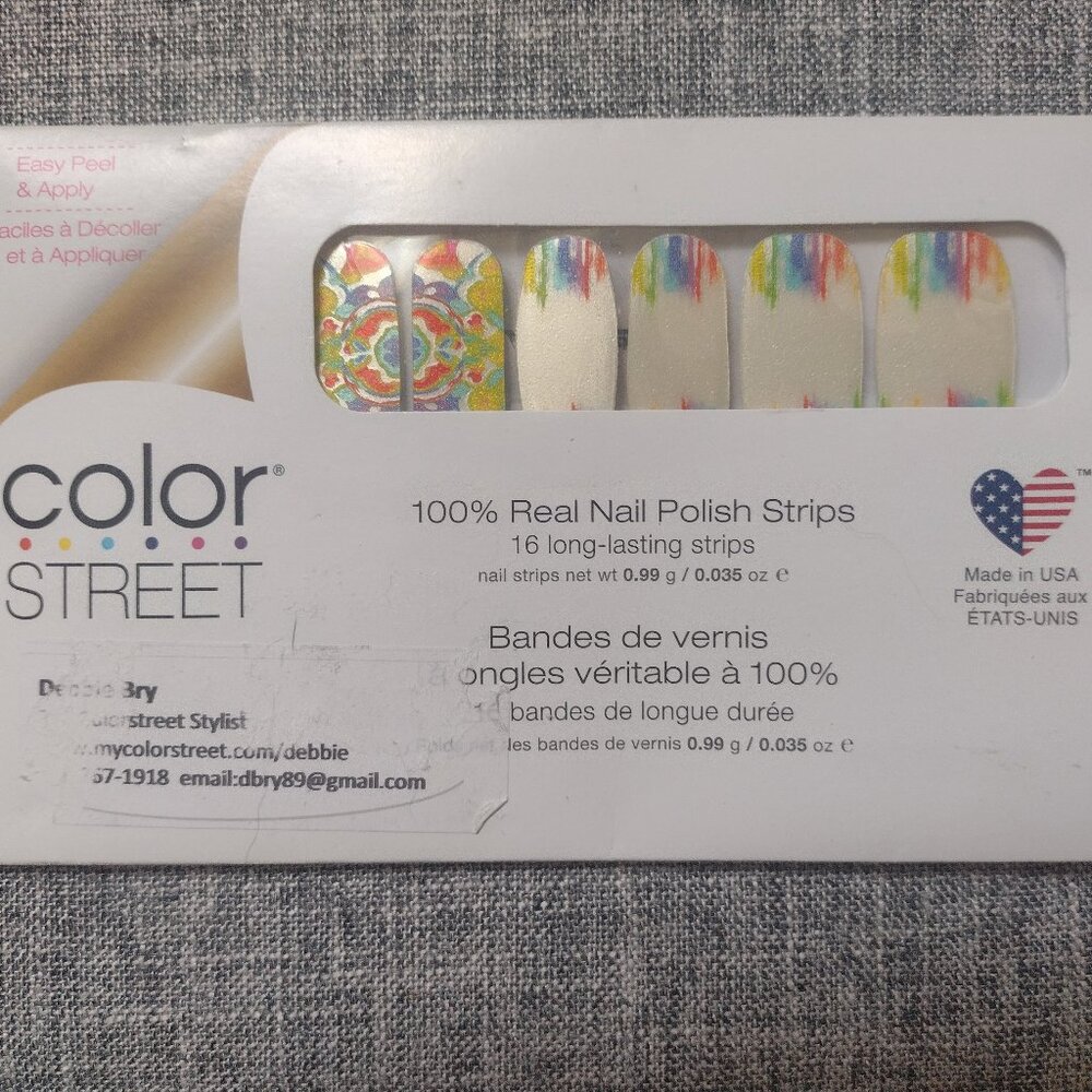 Color Street Nail Strips MAKE A SPLASH Rainbow Colorful Nail Art Shimmer Retired